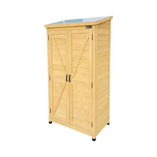 Axi Hugo Houten Opbergkast Bruin - Tuinkast Met Verzinkt Dak - 3 Legplanken En Bodem - Fsc Hout - Magneetsluiting - 85x52x174cm