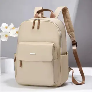 Rugzak Dames - Laptoptas 14 Inch - Rugtas Dames Beige / Khaki - Rugzak Meisje - Schooltas