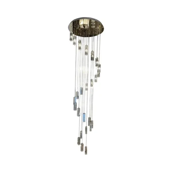 mbc-light Mbc Light -Square - Vide Lamp - Rvs Glans Ophangplaat 60cm - 250cm Lang - Cristal Blokken - G4 Led - Afstandsbediening Dimbaar thumbnail