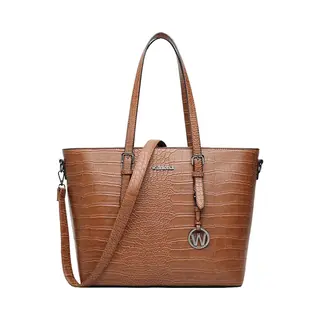 Wimona Laptoptas / Werktas - Dames - 15.6 Inch - Krokodillenprint - Louise - Cognac