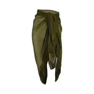 Sarlini Pareo Omslagdoek Effen Khaki Dames Vrouwen Strandjurkje Sarong