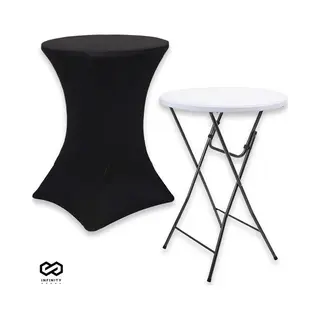 Brixy Stevige Statafel Incl. Zwarte Statafelrok - Partytafel - Robuust En Weersbestendig - Inklapbaar - 80cm X 110cm - Feest - Wit/Grijs