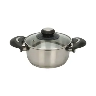 Excellent Houseware Kookpan Met Deksel - Rvs/glas - 1.4L - D16 X H7.5 Cm - Alle Warmtebronnen