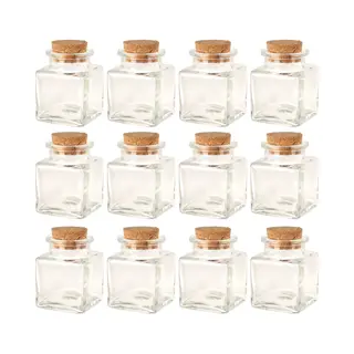 Bellatio Design Flesjes Met Kurk Dop - Set 12x - Transparant - Glas - 50 Ml - Hobby/Diy - Bedankje