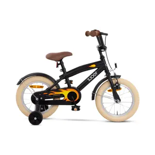 Sjoef Cruise Jongensfiets 14 Inch - Kinderfiets Zijwieltjes 3, 4 & 5 Jaar - Beachcruiser Fiets 14 Inch - Mat Zwart