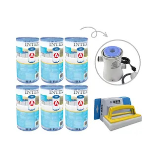 Intex - A Filters - 6 Stuks - Geschikt Voor Filterpomp 28604GS/28638GS/28636GS & Ways Scrubborstel