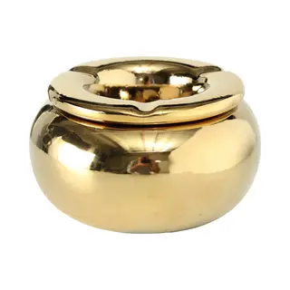 Terras Storm Asbak Metallic Goud Kleur 14 Cm Breed - Geschikt Voor Binnen En Buiten