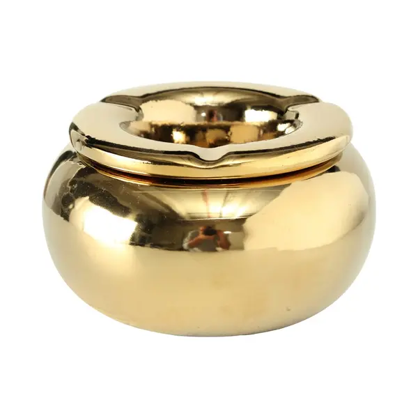 Terras Storm Asbak Metallic Goud Kleur 14 Cm Breed - Geschikt Voor Binnen En Buiten thumbnail