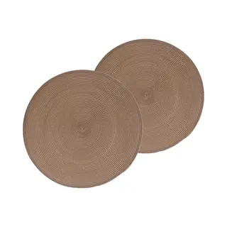 Secret De Gourmet Ronde Placemat - 6x Stuks - Taupe - Gevlochten Kunststof - D38 Cm - Onderleggers