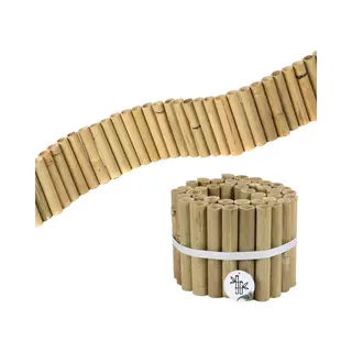 Naturn Living Bamboe Borderrand Op Rol – 100 X 15 Cm – Flexibele Tuinrand / Grasrand Voor Perken & Bloembedden – Natuurlijke Tuinafscheiding – Bruin