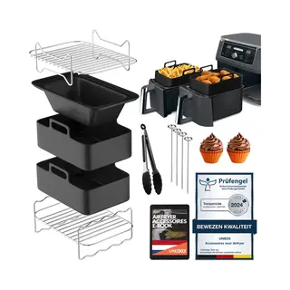 Unbox Dubbele Airfryer Accessoires Set - Geschikt Voor Dual Airfryers - Ninja Foodi AF400 AF451 - Dubbele Airfryer - Inclusief Airfryer Siliconen