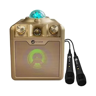 N-Gear Disco Star 710 Gold - Bluetooth Speaker - Karaoke Set - Party Box Met Sterrenprojector & 2 Microfoons