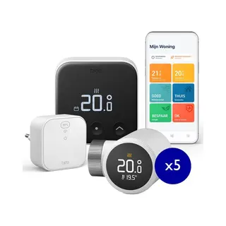 Tado° Slimme Thermostaat X - Starterskit - Incl. Matter Bridge&5 Radiatorknoppen - Bedrade Variant - Zwart/Wit