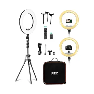 Lurk® Ringlamp Set Pro 18 Inch - Verstelbaar Statief & Afstandsbediening | Selfie Ringlight Voor Telefoon | Ring Light | Geschikt Voor Iphone &