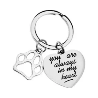 Fako Bijoux - Sleutelhanger You Are Always In My Heart - Poot - Sleutelring Tekst - Cadeau - Geschenk - Zilverkleurig