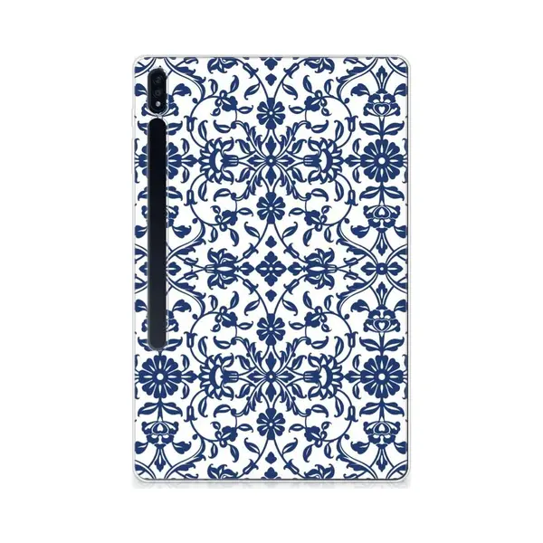 B2Ctelecom Samsung Galaxy Tab S7 Plus | S8 Plus Siliconen Hoesje Flower Blue thumbnail