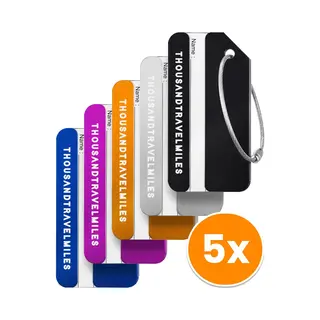 Thousandtravelmiles Aluminium Bagagelabel Set – Kofferlabels – Bagagelabels Voor Koffers – 5 Stuks – Naamlabels – Luggage Tag Set – 5 Verschillende Kleuren