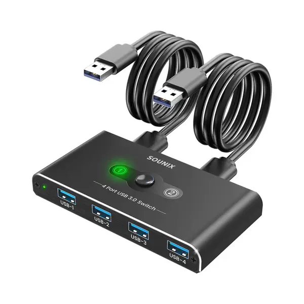 Sounix Usb 3.0 Switch - Kvm-Switch - 2 Pc's Delen 4 X Usb 3.0 Poorten - Aluminum - Usb 3.0 Switch 4 Usb Apparaten Aansluiten Op 2 Computers/Laptops thumbnail