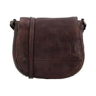 Hide & Stitches Paint Rock Schoudertas - Crossbody - Overslag - Leer - Leren Dames Tas - Donkerbruin