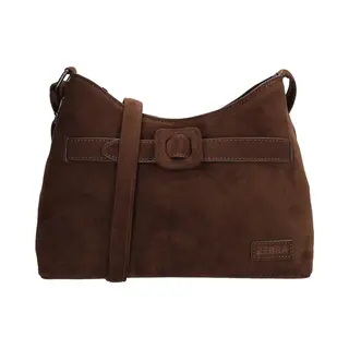 Zebra Trends Davina Crossbodytas - Dames Tas - Compact - Suede Look - Ritstas - Trendy Crossbody - Schoudertas - Donkerbruin