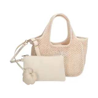 Charm London Shoreditch Handtas - Shopper - Schoudertas - Dames - Zomer - Rietlook - Dames Tas - Crème