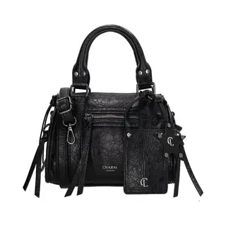 Charm London Berlin Handtas - Voorvak - Schouderband - Pasjesetui - Bagcharm - Dames - Zonder Achtervak - Schoudertas - Crossbody - Tasje - Zwart