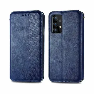 Jvs Products Hoesje Geschikt Voor Samsung Galaxy A52S - Bookcase - Pasjeshouder - Portemonnee - Diamantpatroon - Kunstleer - Blauw