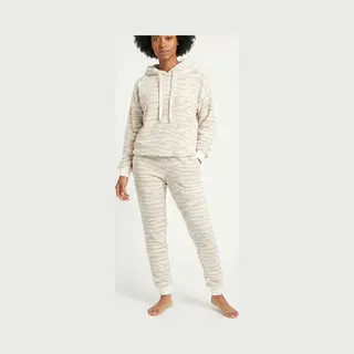 Apollo Dames Huispak Fleece - Loungeset - Zebra - S/M - Beige