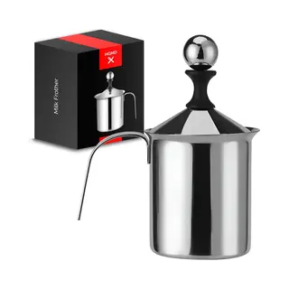 Hgmd® Hgmd Melkopschuimer Handmatig - 400ml - Rvs - Melkklopper - Melkkan - Barista - Vaatwasserbestendig