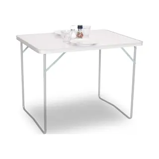 Brixy Campingtafel - Inklapbaar - Tuintafel - 80x60x70 Cm - Buiten/Binnen - Draaghandvat - Compact - Aluminium - Wit