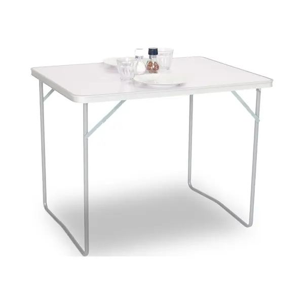 Brixy Campingtafel - Inklapbaar - Tuintafel - 80x60x70 Cm - Buiten/Binnen - Draaghandvat - Compact - Aluminium - Wit thumbnail