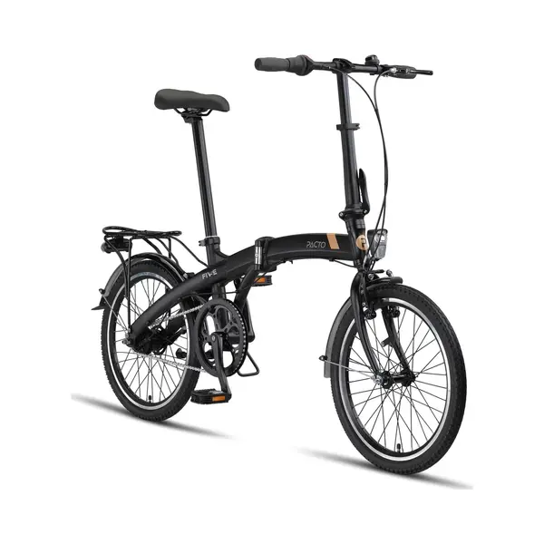 Pacto Five N7 - Folding Bike - Aluminum Frame - 7 Hub Gears - Coaster & V-brake - Fully Equipped - Dutch Quality Foldable Bike - Black thumbnail