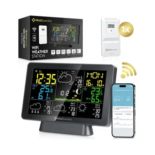 MostEssential Weerstation Wifi Edition - Plug & Play Installatie - Draadloos - Weerstation Met Buitensensor - Hygrometer - Binnen En Buiten - 150