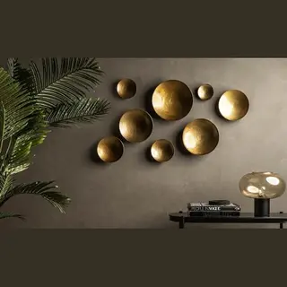 Vidi Metalen Wanddecoratieset 8 Stuks Woonkamer Gouden Ornamenten Wanddecoratie