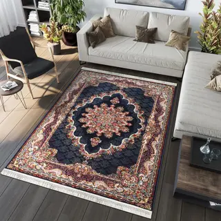 Muratap Isfahan Oosters Vloerkleed Nain - Laagpolig - Klassiek Vintage Tapijt - Blauw / Navy / Multi- 160x230 Cm