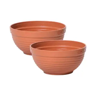 Prosperplast Tafel Plantenpot/bloempot - 2x Stuks - Kunststof D26 X H11 Cm - Terracotta - Binnen/buiten