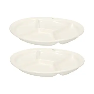 Cosy&Trendy Cosy & Trendy Fondue/gourmet Bord Met Vakjes - 4x Stuks - Rond - Wit - Porselein - Dia 26 Cm - 4 Vaks Diner Borden