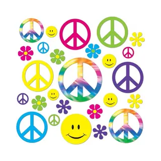 Funny Fashion Wand Feest Decoratie Hangers - 84x - Sixties Hippie Flower Power Peace Thema