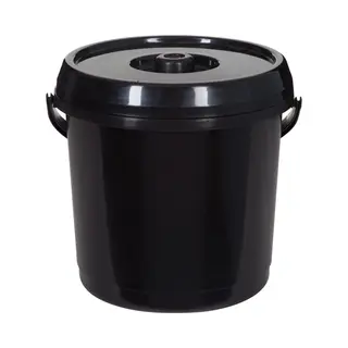 Whitefurze Emmer Met Deksel - 14 Liter - Kunststof - Zwart - 30 X 30 X 30 Cm