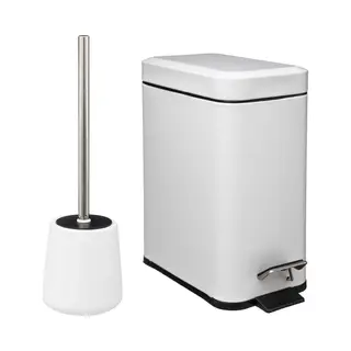 5Five Badkamer/toilet Accessoires - Wc-borstel En Pedaalemmer 5L - Wit