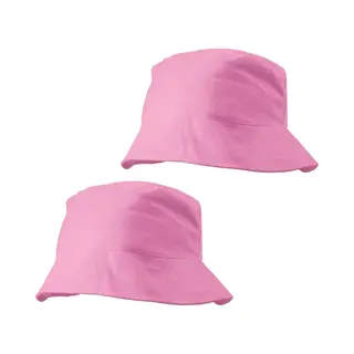 Zonnehoedje/vissershoedjes Voor Volwassenen - 2x Stuks - Lichtroze - 100% Katoen - Zon Bescherming - Festival