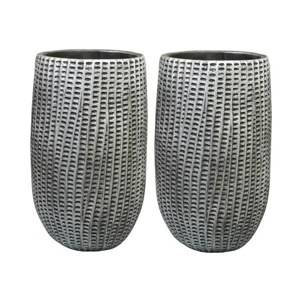 Ter Steege Bloempot/plantenpot - 2x - Hoog - Zwart/metaal - D15/H24 Cm - Voor Binnen thumbnail