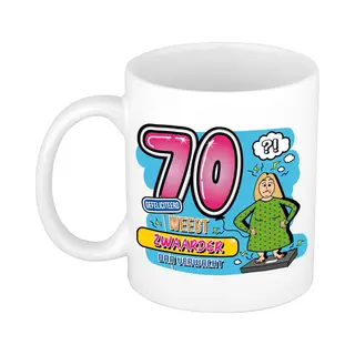 Bellatio Decorations Cadeau Mok - 70 Weegt Zwaarder Dan Verwacht - Keramiek - 300 Ml