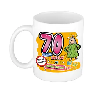 Bellatio Decorations Cadeau Mok 70 Jaar - Daar Gaan Je Wilde Haren - Keramiek - 300 Ml