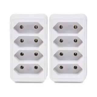Benson Stopcontact Splitter - 2x - Quattro - Wit - Voor 4 Platte Stekkers - Verdeelstekkers