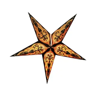 Decoratie Kerstster - Zwart Met Goud - 40 Cm - Papier - 5 Punten - Glitters - Kerstversiering Ster