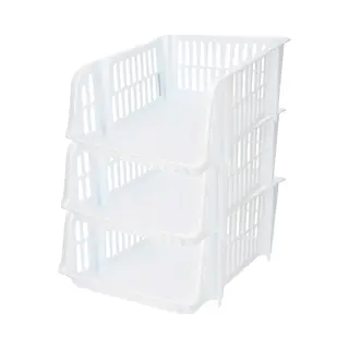 Plasticforte Stapelbare Opbergmand - 4x - Wit - 16L - Kunststof - 38 X 28 X 15 Cm