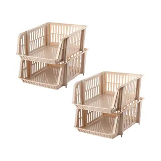Plasticforte Stapelbare Opbergmand - 4x - Beige - 16L - Kunststof - 38 X 28 X 15 Cm