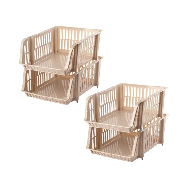 Plasticforte Stapelbare Opbergmand - 4x - Beige - 16L - Kunststof - 38 X 28 X 15 Cm thumbnail