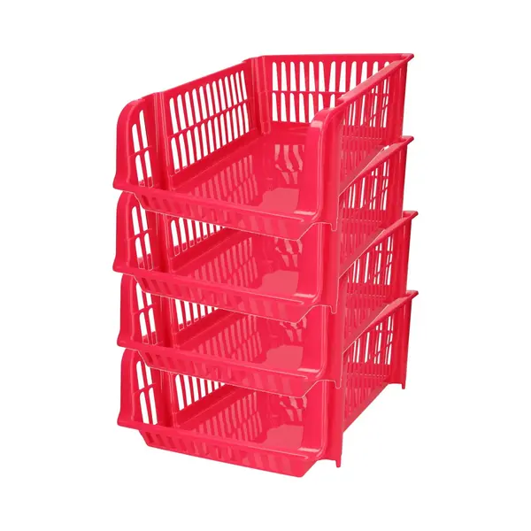 Plasticforte Stapelbare Opbergmand - 4x - Roze - 16L - Kunststof - 38 X 28 X 15 Cm thumbnail